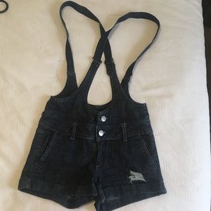 Overall Denim Shorts